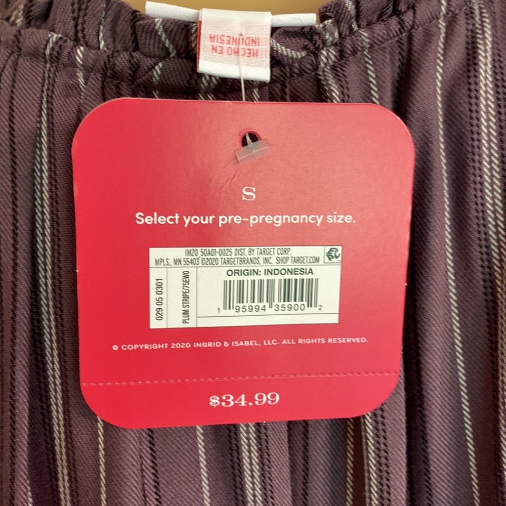 Isabel Maternity- plum striped, long sleeve maxi dress with side pockets - Picture 11 of 13